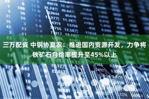 三万配资 中钢协夏农：推进国内资源开发，力争将铁矿石自给率提升至45%以上